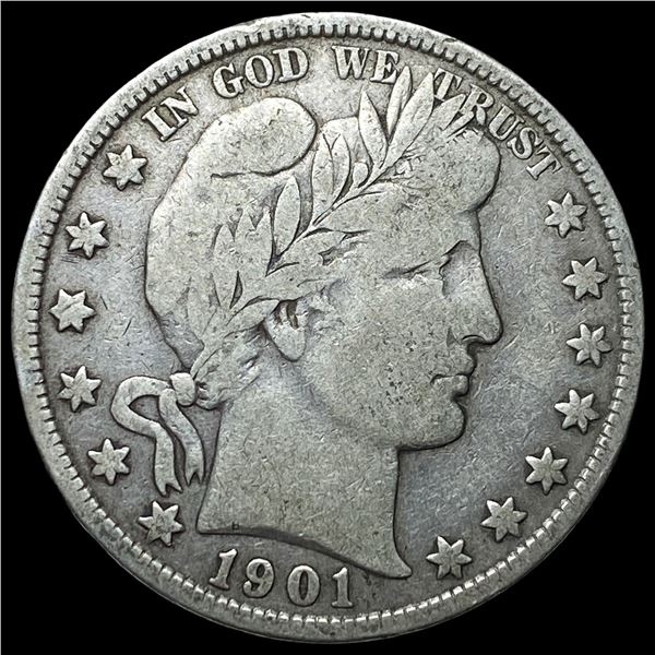 1901 Silver Barber Half Dollar NEARLY  UNCIRCULATED