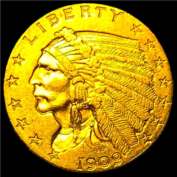 1909 Indian Head Gold $2.50 Quarter Eagle  CHOICE AU