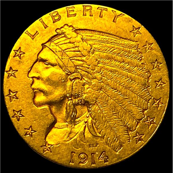 1914-D Gold $2.5 Indian Head Quarter Eagle  CHOICE AU