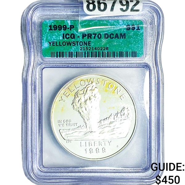 1999-P Yellowstone  0.7734oz Silver $1 ICG  PR70