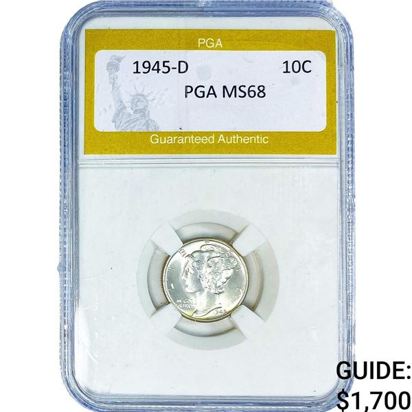 1945-D Mercury Silver Dime PGA MS68