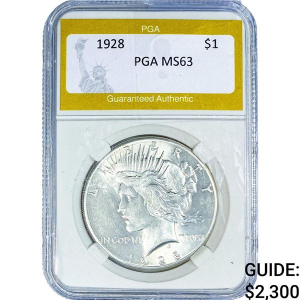 1928 Silver Peace Dollar PGA MS63