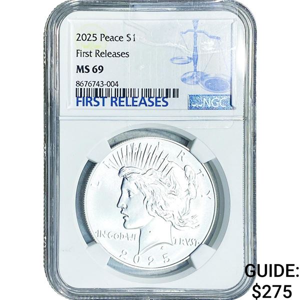 2025 Silver Peace Dollar NGC MS69 First  Releases