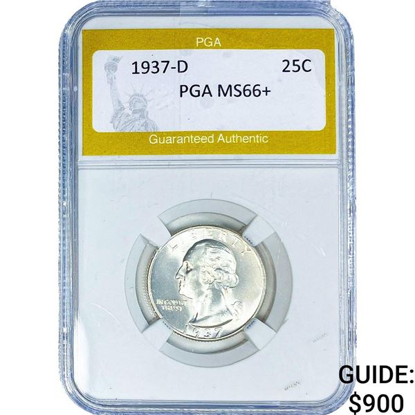 1937-D Washington Silver Quarter PGA MS66+
