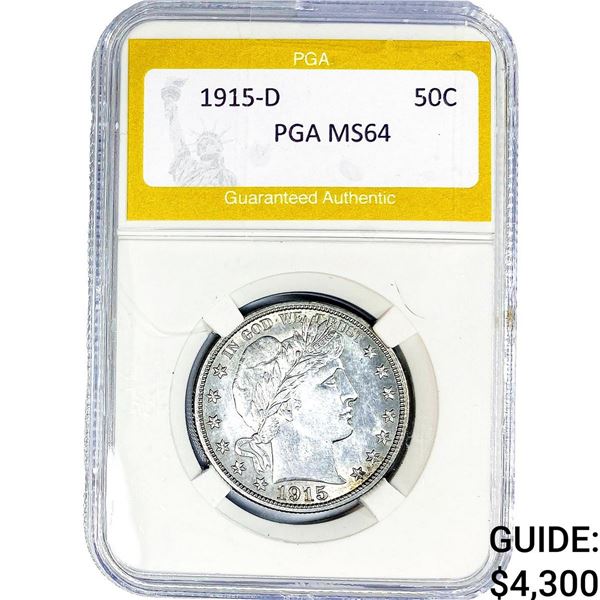 1915-D Barber Half Dollar PGA MS64