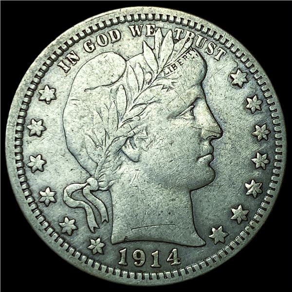 1914 Silver Barber Quarter NEARLY  UNCIRCULATED