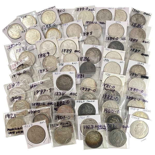 [60 Coins] 1880-1923 Mixed Morgan/Peace Silver Dollars