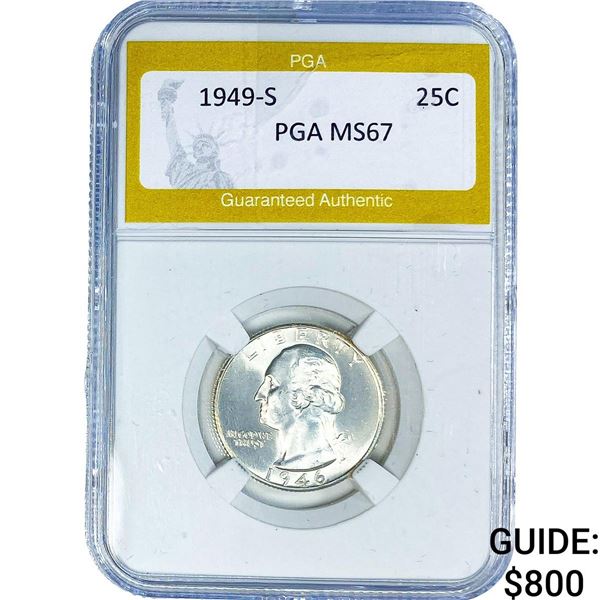1949-S Washington Silver Quarter PGA MS67