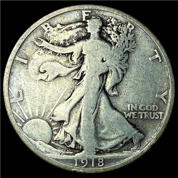 1918-D Silver Walking Liberty Half Dollar  LIGHTLY CIRCULATED