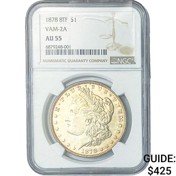 1878 8TF Morgan Silver Dollar NGC AU55 VAM-2A