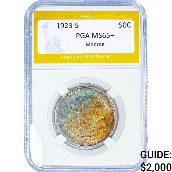 1923-S Monroe Half Dollar PGA MS65+