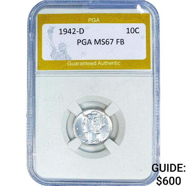 1942-D Mercury Silver Dime PGA MS67 FB
