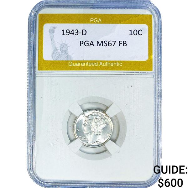 1943-D Mercury Silver Dime PGA MS67 FB