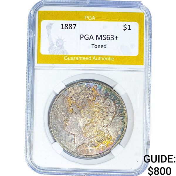 1887 Morgan Silver Dollar PGA MS63+ Toned