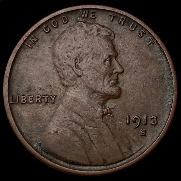 1913-S Lincoln Wheat Cent CLOSELY  UNCIRCULATED