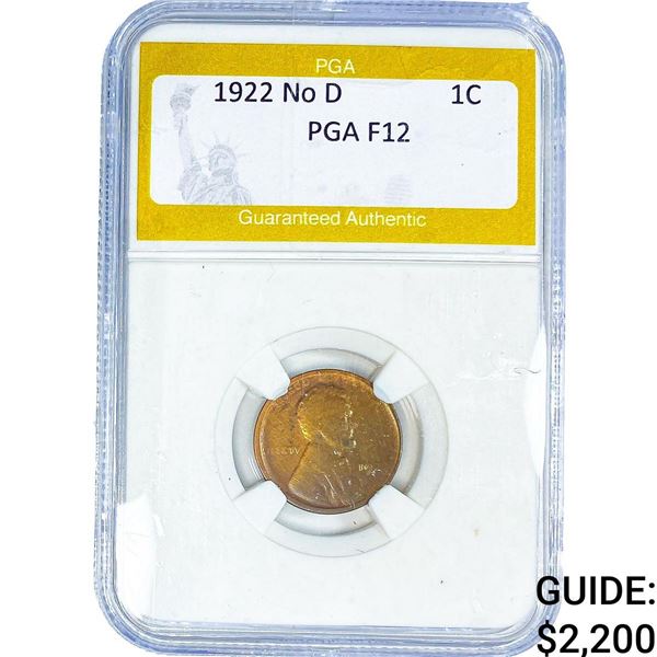 1922 No D Wheat Cent PGA F12