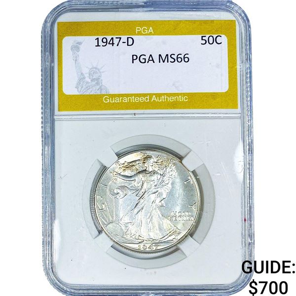 1947-D Walking Liberty Half Dollar PGA MS66