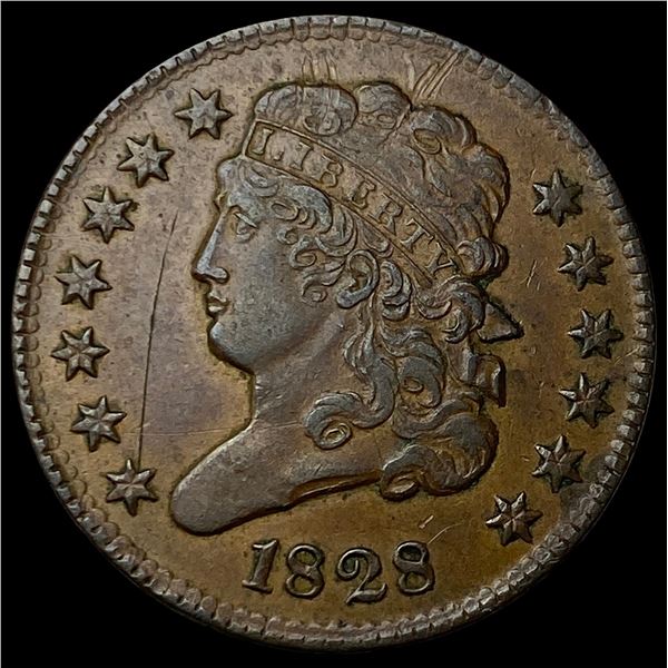 1828 Copper Half Cent CLOSELY UNCIRCULATED