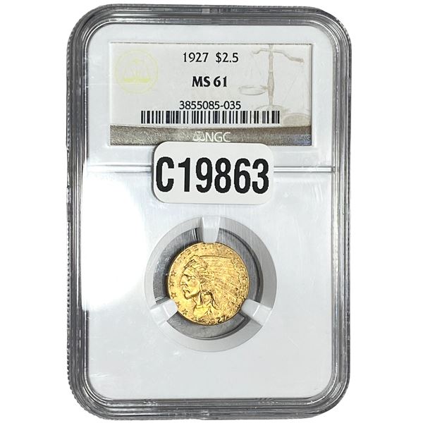 1927 $2.50 Gold Quarter Eagle NGC MS61