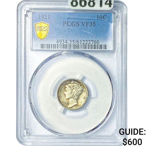 1921 Mercury Silver Dime PCGS VF35