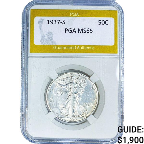 1937-S Walking Liberty Half Dollar PGA MS65