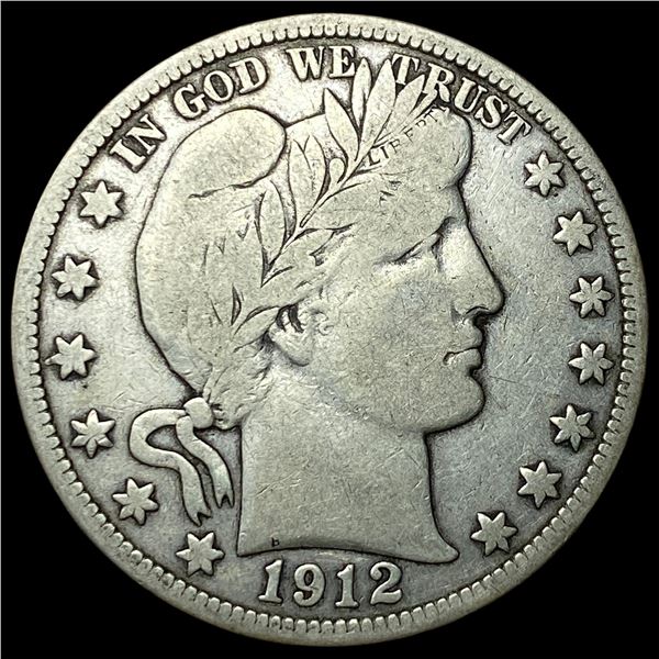 1912-S Silver Barber Half Dollar LIGHTLY   CIRCULATED