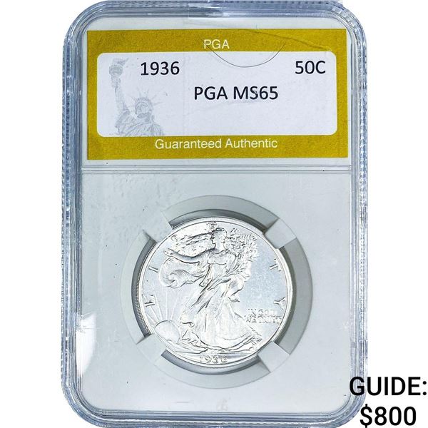 1936 Walking Liberty Half Dollar PGA MS65