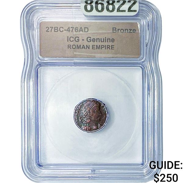 Roman Empire 27BC-476AD Bronze Coin ICG  Genuine