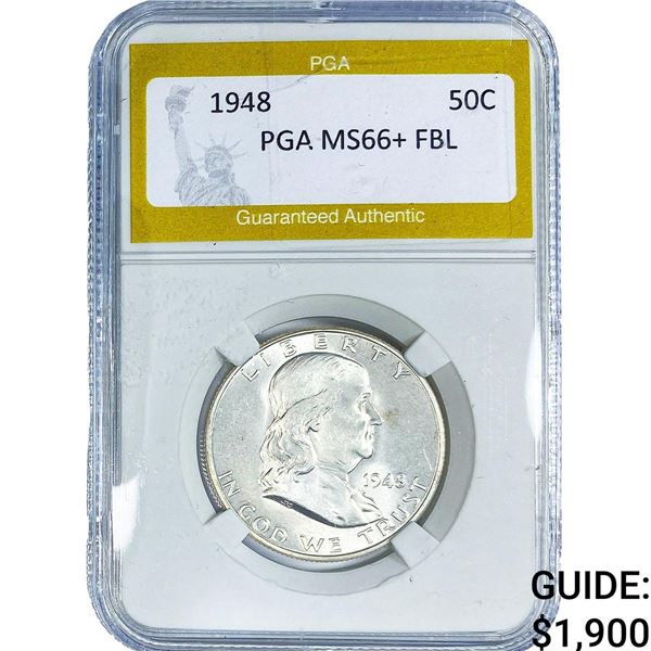 1948 Franklin Half Dollar PGA MS66+ FBL