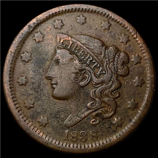 1838 Braided Hair Large Cent LIGHTLY   CIRCULATED