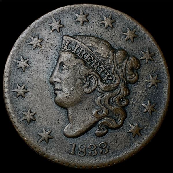 1833 Copper Large Cent LIGHTLY CIRCULATED