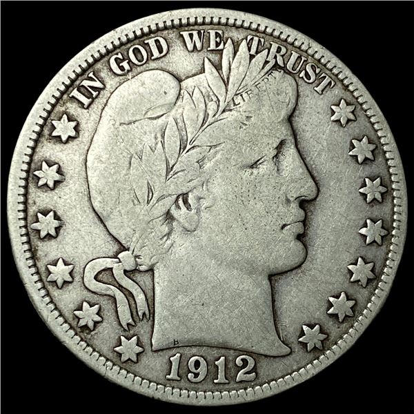 1912-S Silver Barber Half Dollar LIGHTLY   CIRCULATED