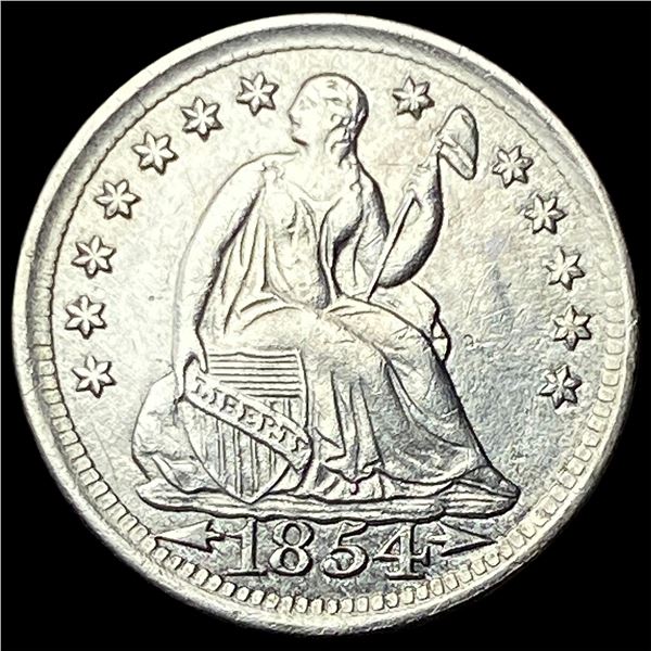 1854 Arrows Seated Liberty Half Dime CLOSELY   UNCIRCULATED