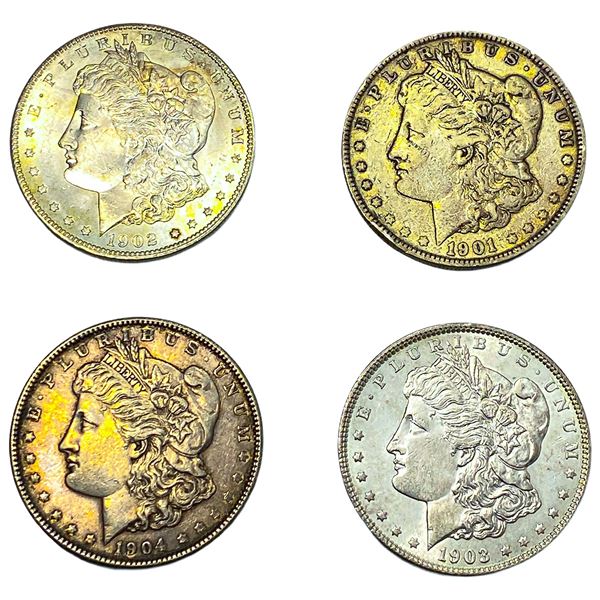 [4 Coins] 1901-1904 Morgan Silver Dollar