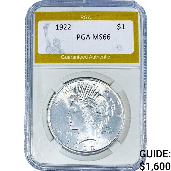 1922 Silver Peace Dollar PGA MS66