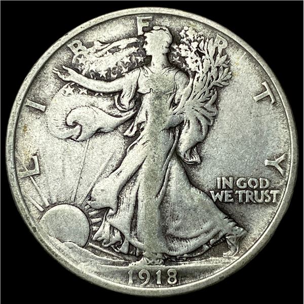 1918-D Silver Walking Liberty Half Dollar   LIGHT CIRC