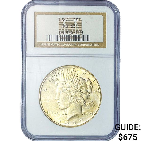 1927 Silver Peace Dollar NGC MS63