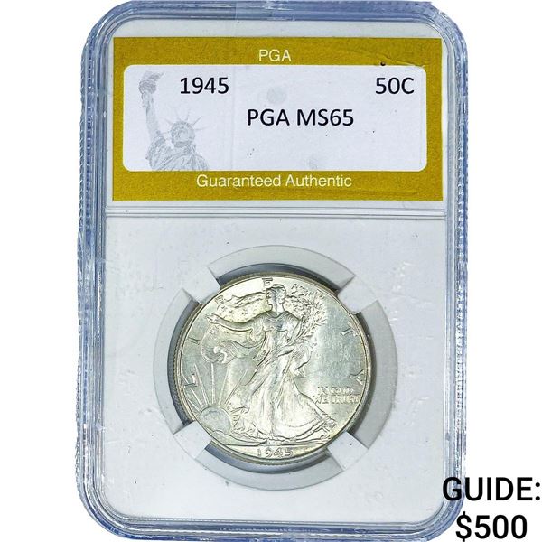 1945 Walking Liberty Half Dollar PGA MS65