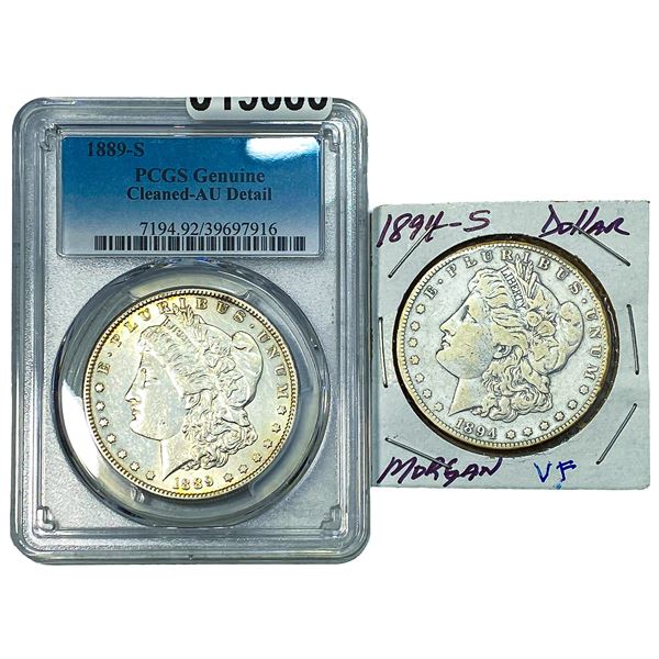 [2 Coins] 1889-1894 Morgan Silver Dollar PCGS  Genuine
