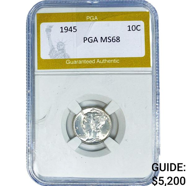 1945 Mercury Silver Dime PGA MS68