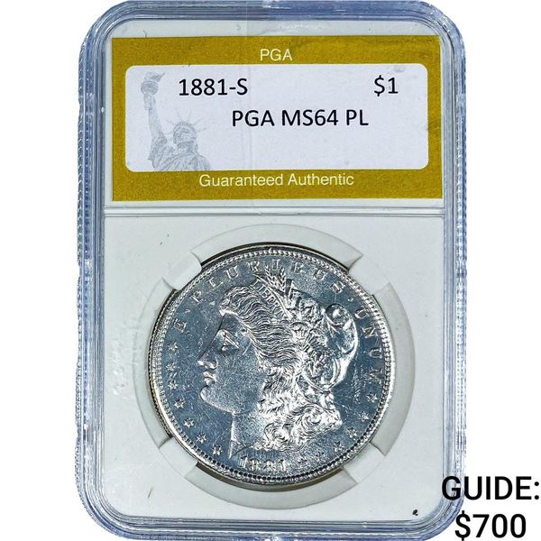 1881-S Morgan Silver Dollar PGA MS64PL