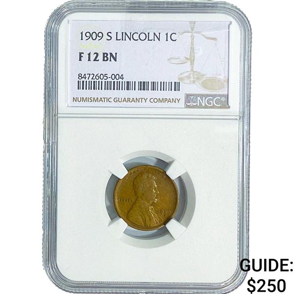 1909-S Wheat Cent NGC F12 BN