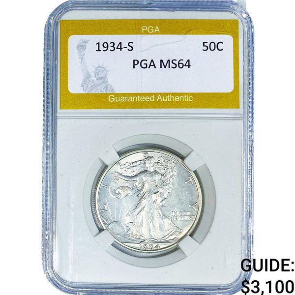 1934-S Walking Liberty Half Dollar PGA MS64