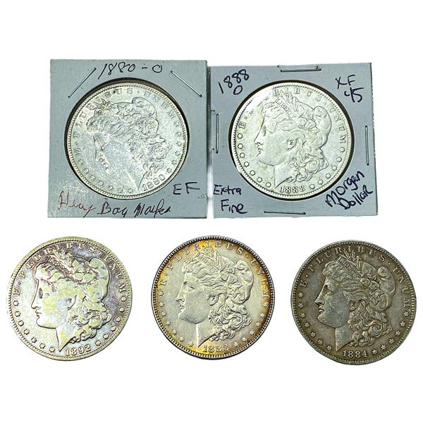 [5 Coins] 1880-1888 Morgan Silver Dollar