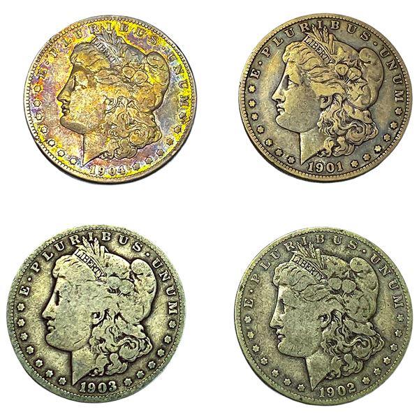 [4 Coins] 1901-1904 Morgan Silver Dollar