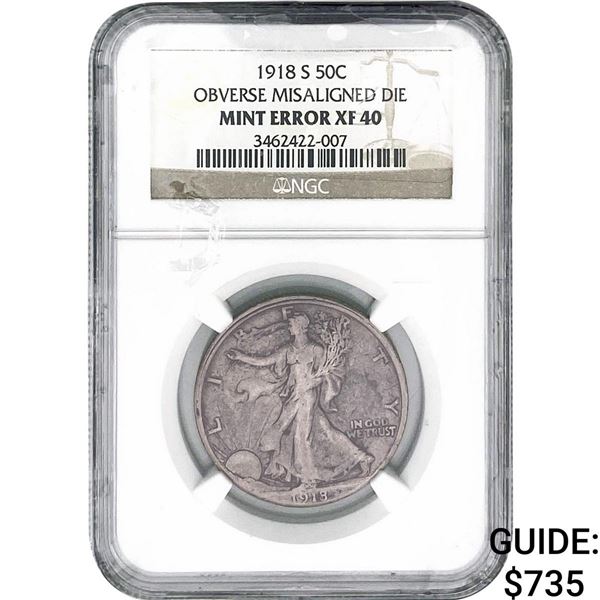 1918-S Walking Liberty Half Dollar Mint Error