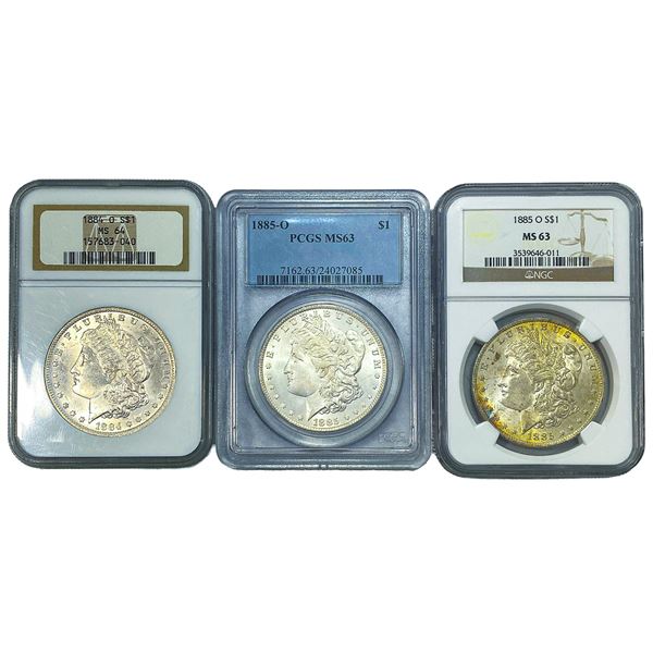 [3 Coins] 1884-1885 Morgan Silver Dollar  PCGS/NGC MS63-64