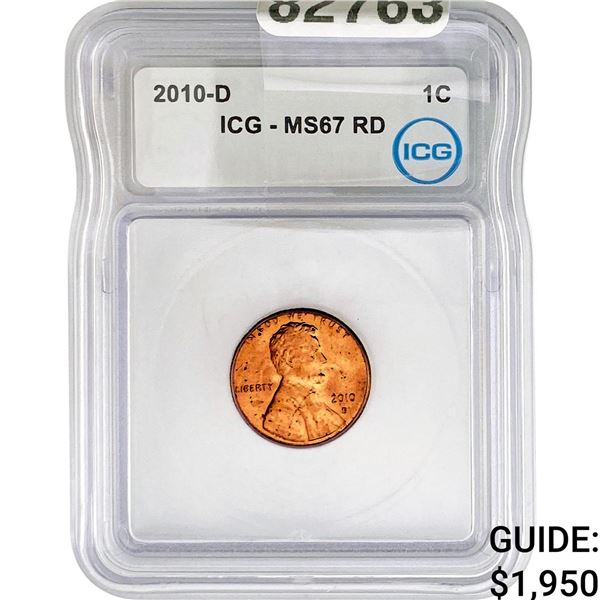 2010-D Lincoln Shield Penny ICG MS67 RD