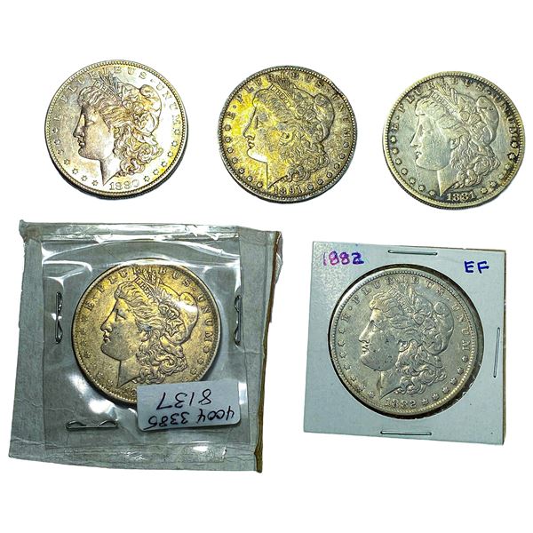 [5 Coins] 1880-1891 Morgan Silver Dollar