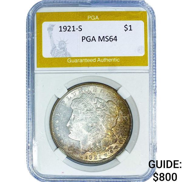 1921-S Morgan Silver Dollar PGA MS64